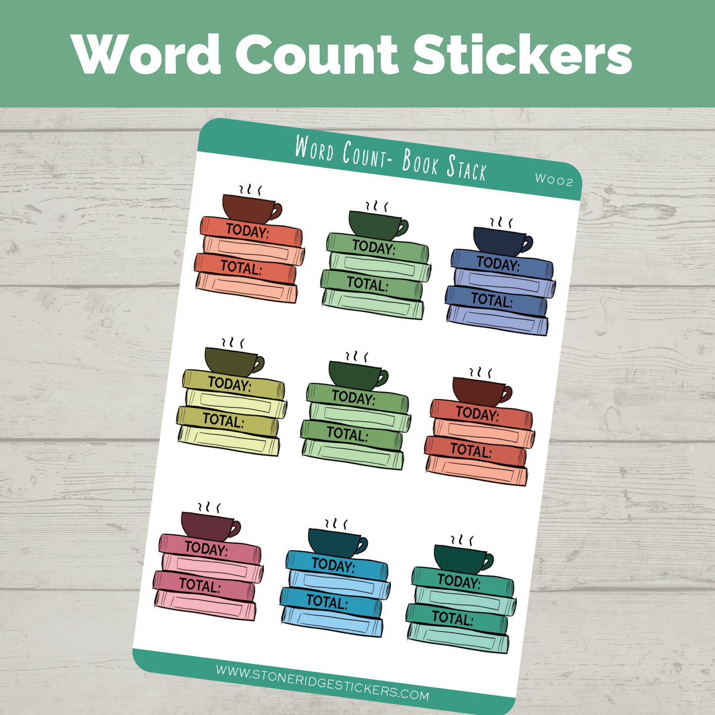Word Count Writing Sticker - Book Stack