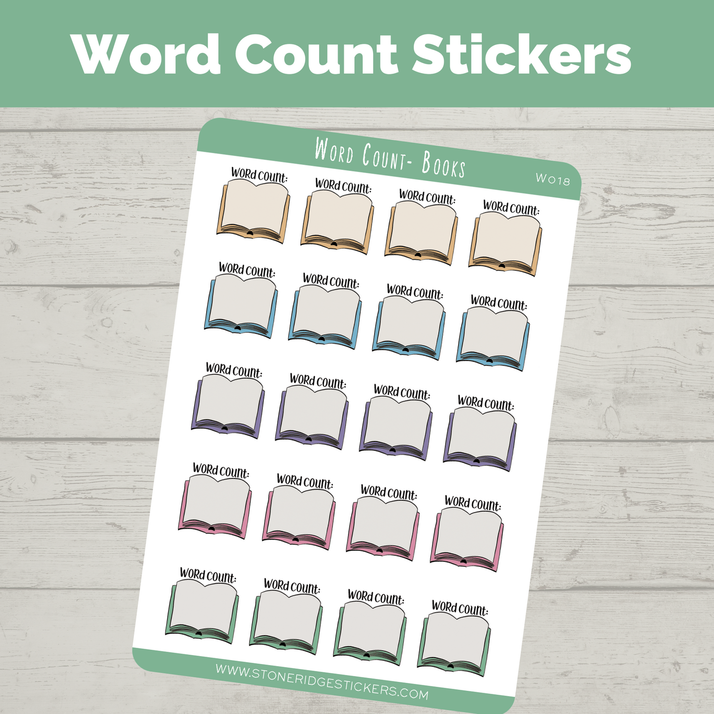Word Count Writing Sticker - Open Book – Stone Ridge Books
