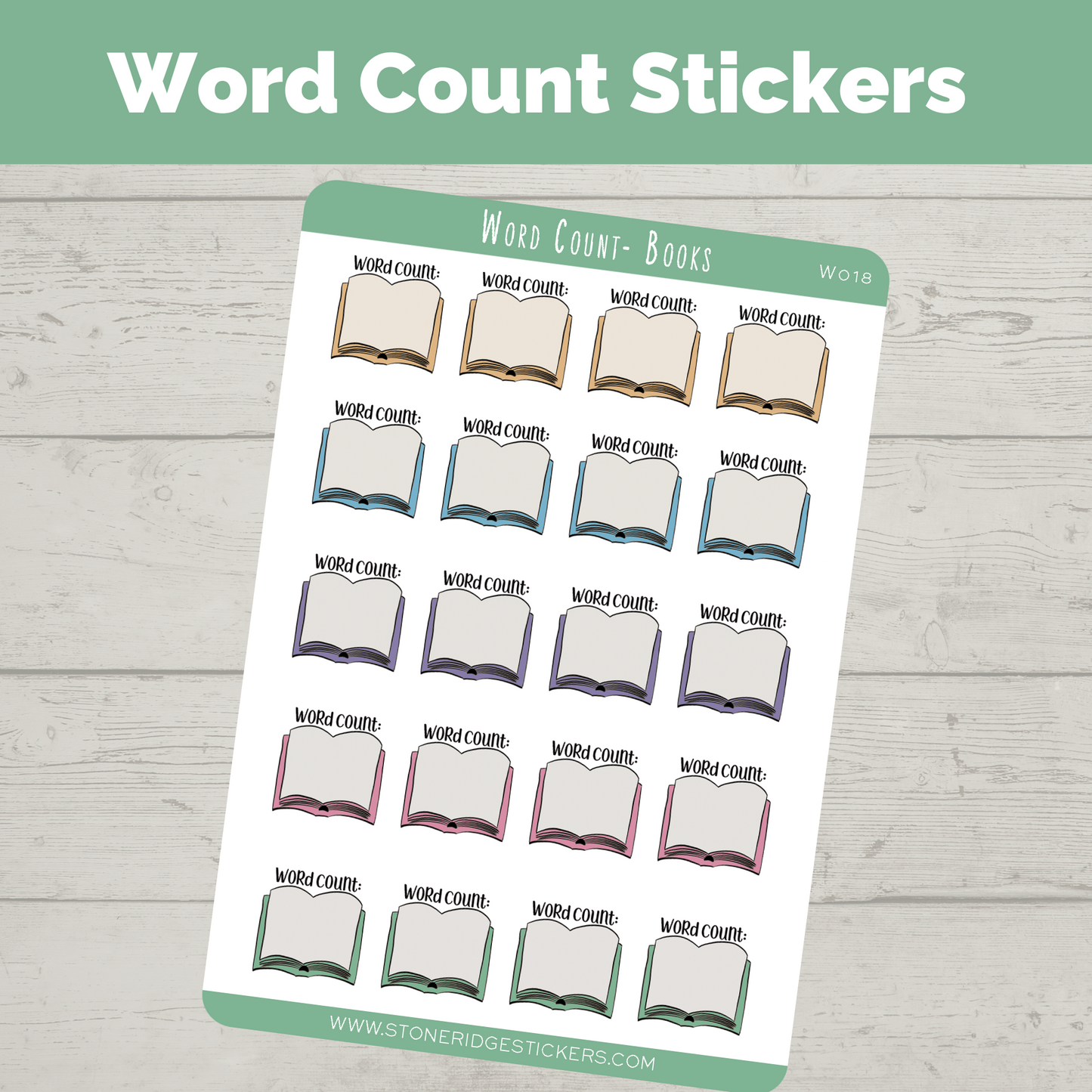 Word Count Writing Sticker - Open Book