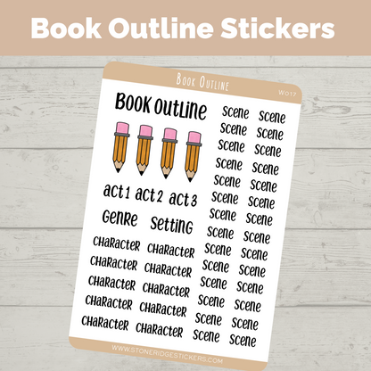 Book Outline Novel Writing Sticker