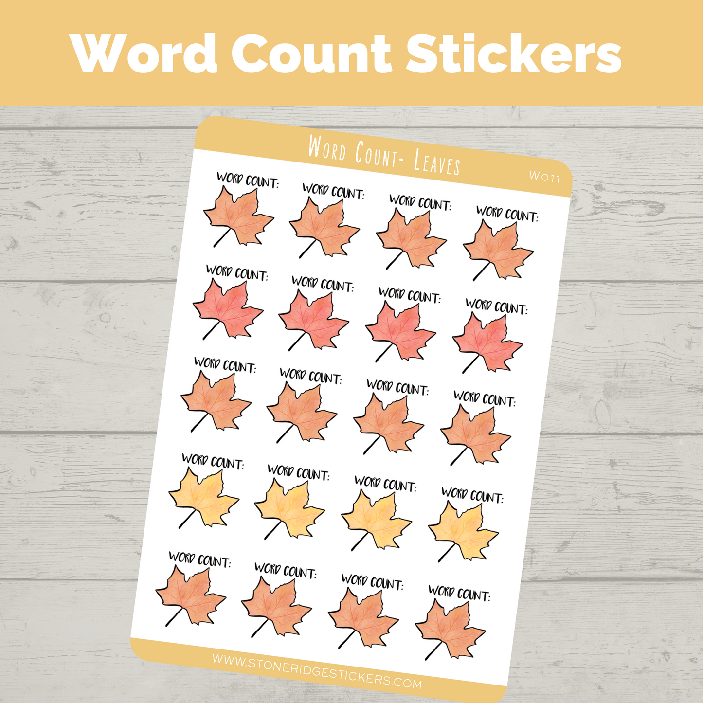 Word Count Writing Sticker - Leaf