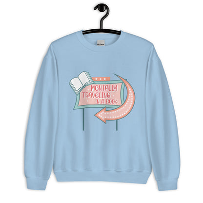 Mentally Traveling in a Book - Unisex Crewneck Sweatshirt