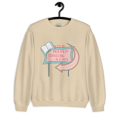 Mentally Traveling in a Book - Unisex Crewneck Sweatshirt