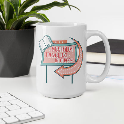 Mentally Traveling in a Book Mug