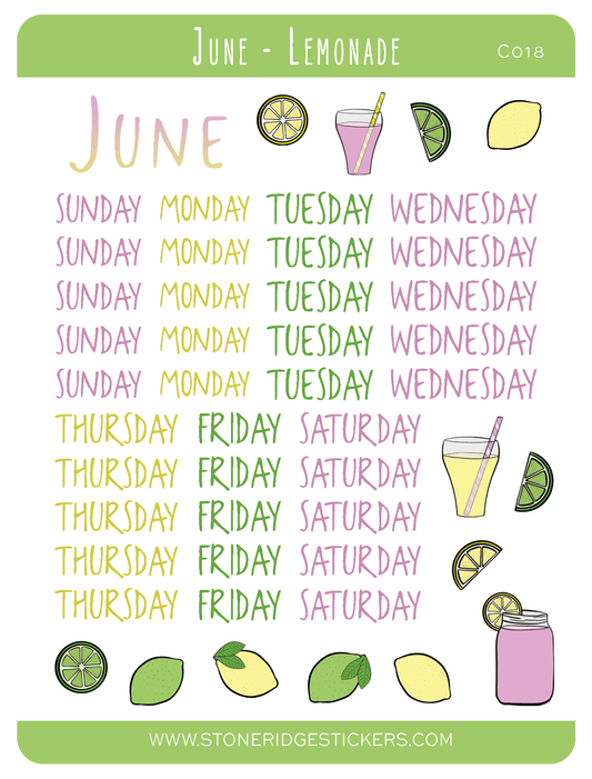 June - Lemonade Sticker Sheet