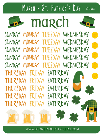 March - St. Patrick's Day Sticker Sheet