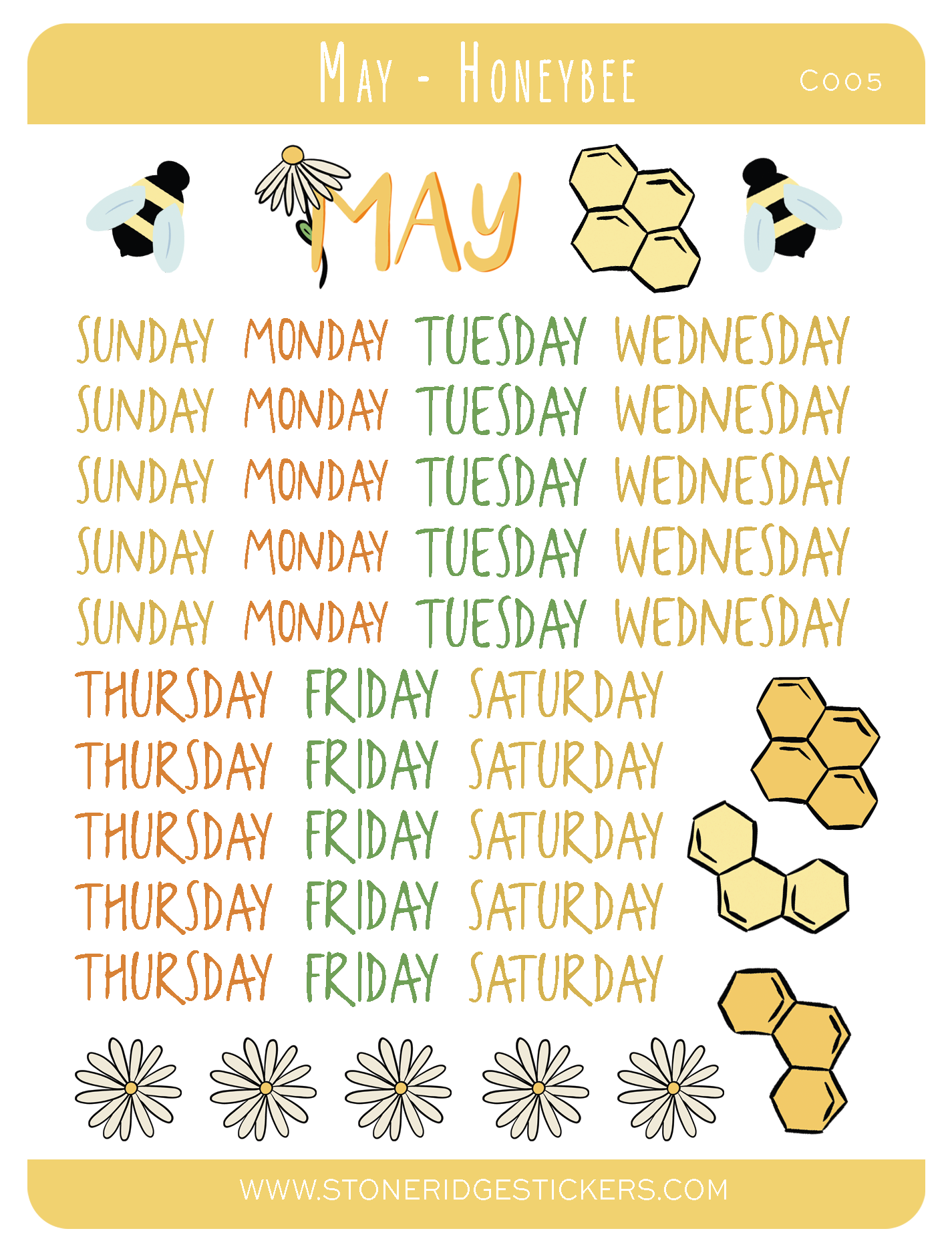 May - Honeybee Sticker Sheet